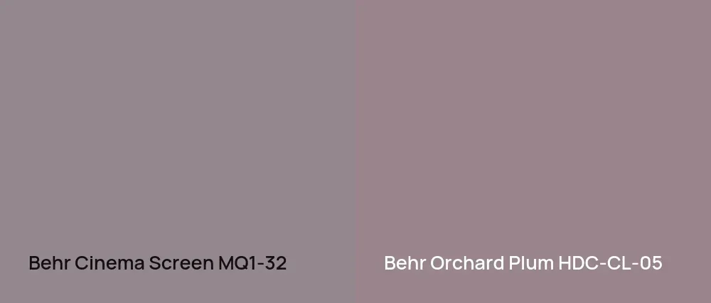 Behr Cinema Screen MQ1-32 vs Behr Orchard Plum HDC-CL-05