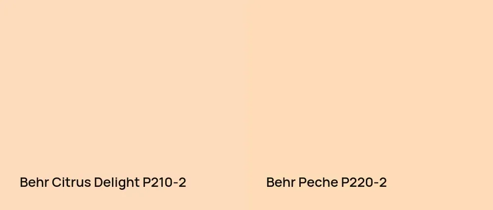 Behr Citrus Delight P210-2 vs Behr Peche P220-2