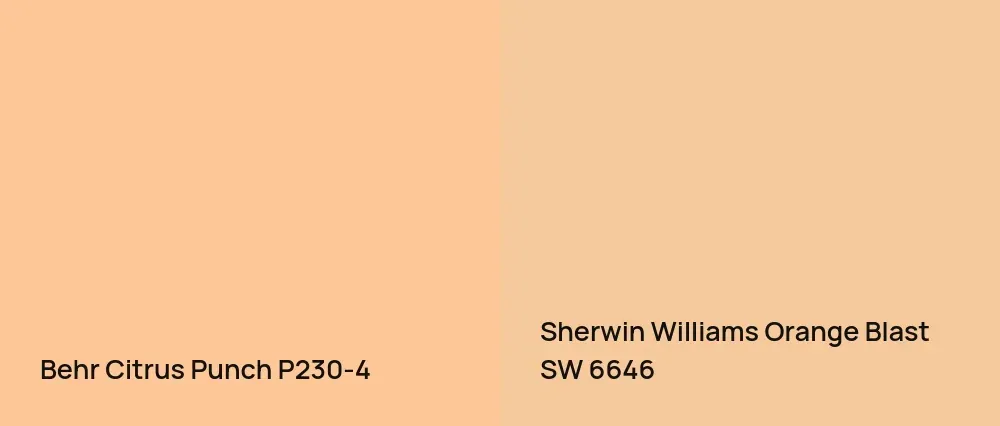 Behr Citrus Punch P230-4 vs Sherwin Williams Orange Blast SW 6646