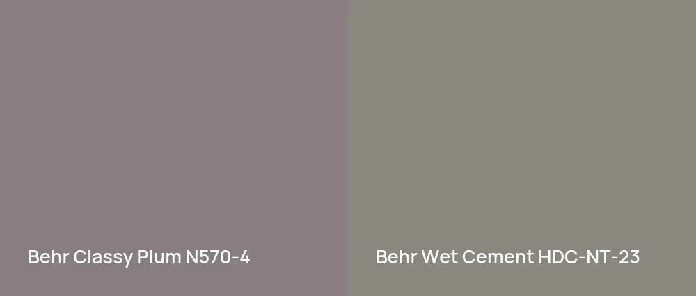 Behr Classy Plum N570-4 vs Behr Wet Cement HDC-NT-23