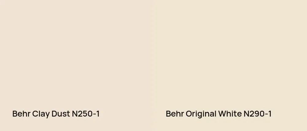 Behr Clay Dust N250-1 vs Behr Original White N290-1