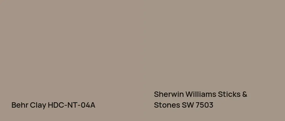 Behr Clay HDC-NT-04A vs Sherwin Williams Sticks & Stones SW 7503