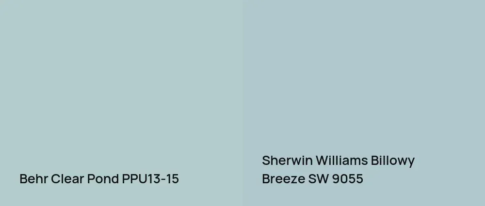 Behr Clear Pond PPU13-15 vs Sherwin Williams Billowy Breeze SW 9055