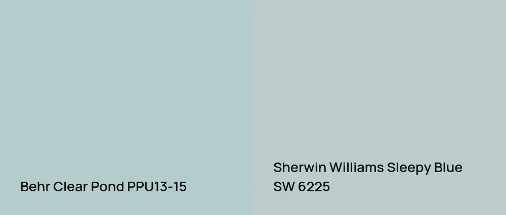 Behr Clear Pond PPU13-15 vs Sherwin Williams Sleepy Blue SW 6225