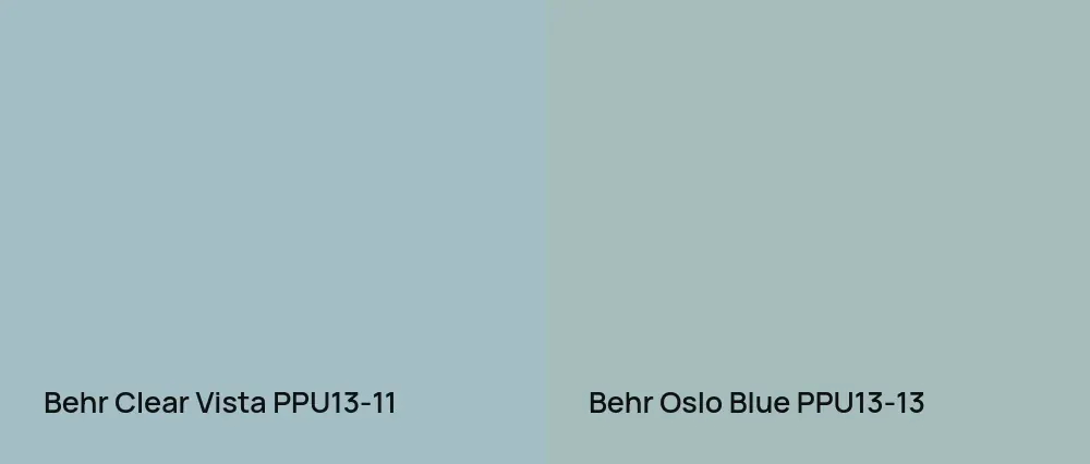 Behr Clear Vista PPU13-11 vs Behr Oslo Blue PPU13-13