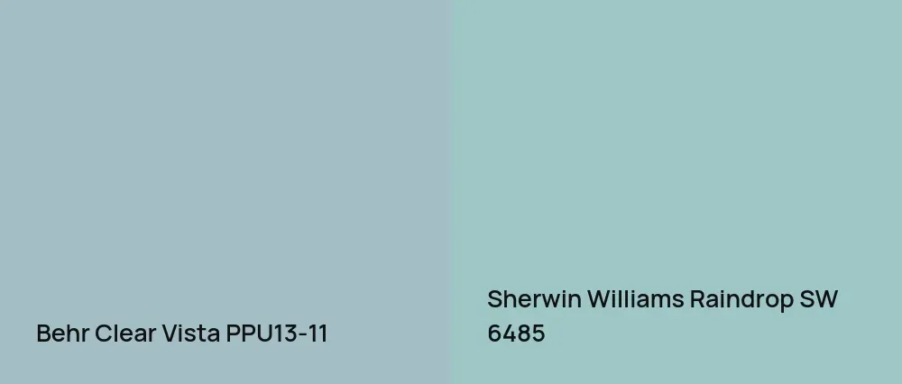 Behr Clear Vista PPU13-11 vs Sherwin Williams Raindrop SW 6485