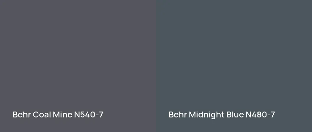 Behr Coal Mine N540-7 vs Behr Midnight Blue N480-7
