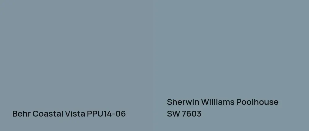 Behr Coastal Vista PPU14-06 vs Sherwin Williams Poolhouse SW 7603
