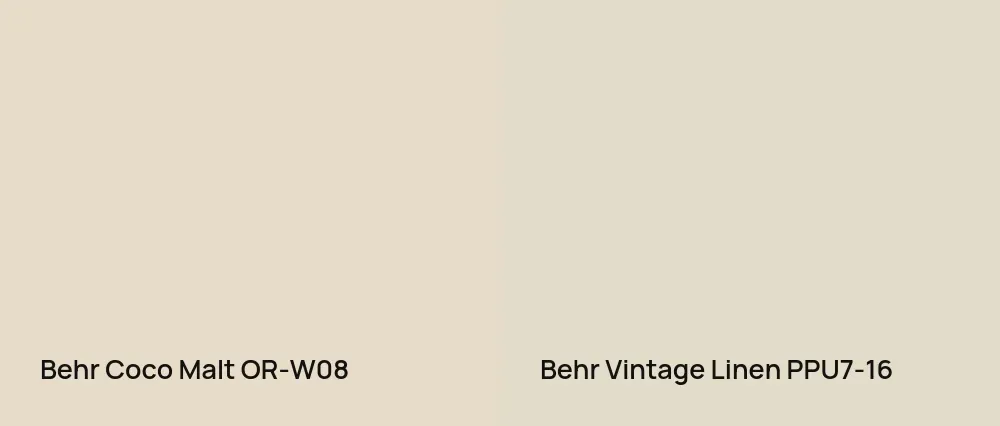 Behr Coco Malt OR-W08 vs Behr Vintage Linen PPU7-16