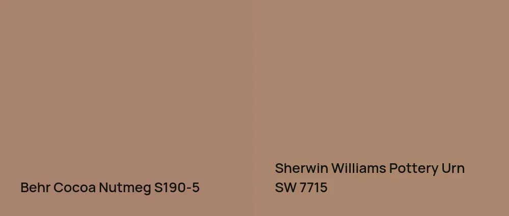 Behr Cocoa Nutmeg S190-5 vs Sherwin Williams Pottery Urn SW 7715