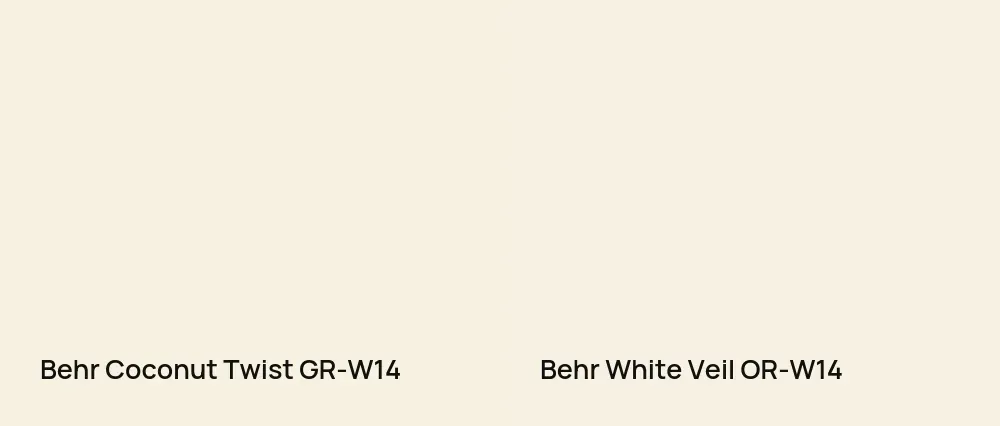 Behr Coconut Twist GR-W14 vs Behr White Veil OR-W14