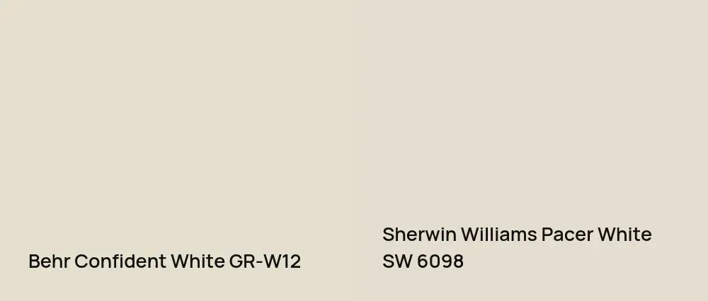 Behr Confident White GR-W12 vs Sherwin Williams Pacer White SW 6098