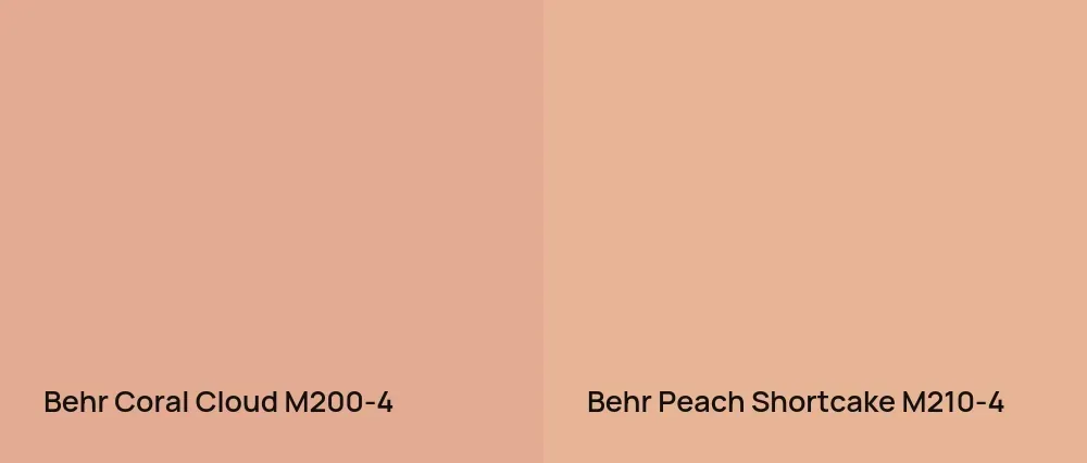 Behr Coral Cloud M200-4 vs Behr Peach Shortcake M210-4