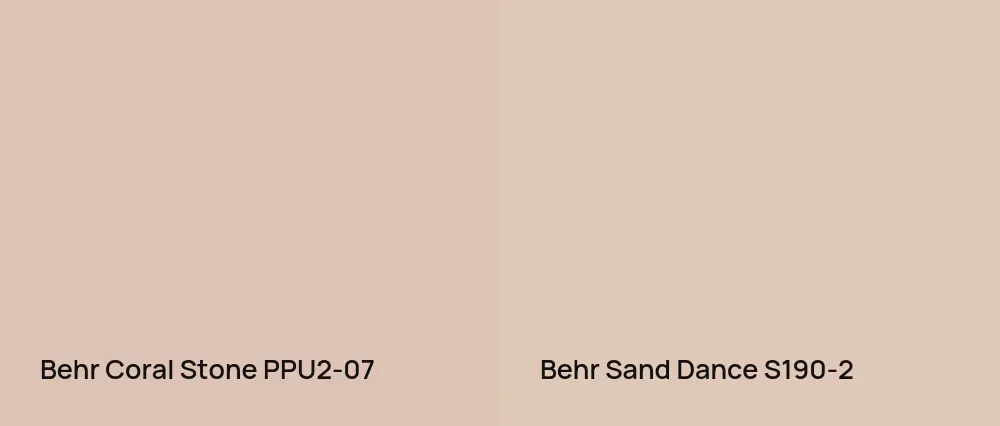 Behr Coral Stone PPU2-07 vs Behr Sand Dance S190-2