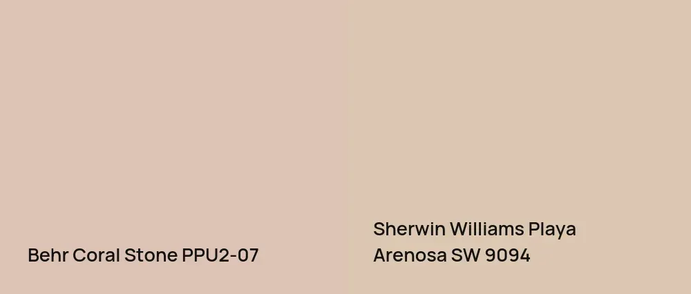 Behr Coral Stone PPU2-07 vs Sherwin Williams Playa Arenosa SW 9094