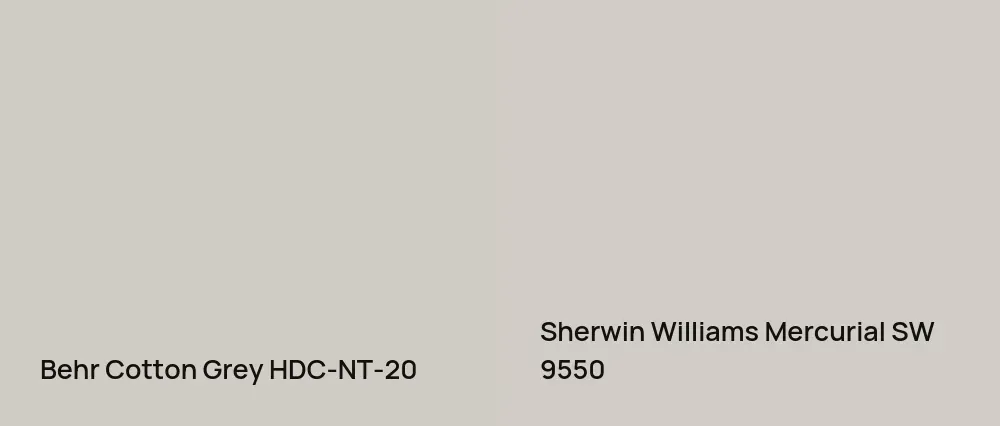 Behr Cotton Grey HDC-NT-20 vs Sherwin Williams Mercurial SW 9550