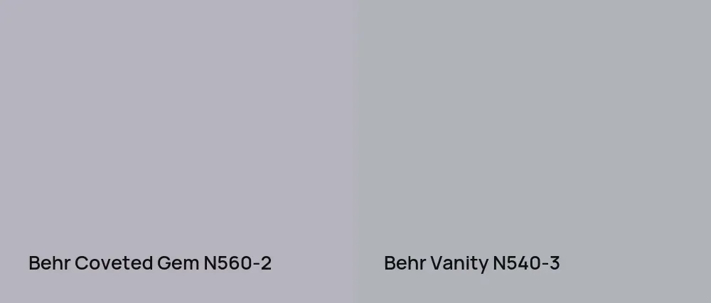 Behr Coveted Gem N560-2 vs Behr Vanity N540-3