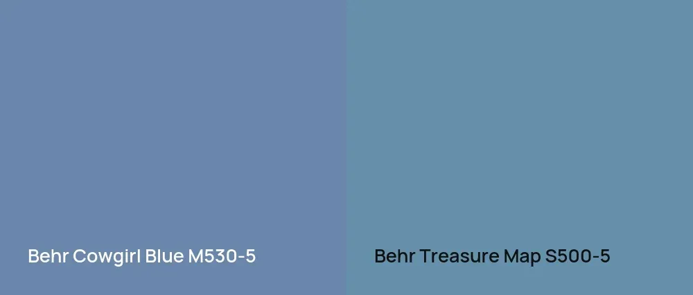 Behr Cowgirl Blue M530-5 vs Behr Treasure Map S500-5