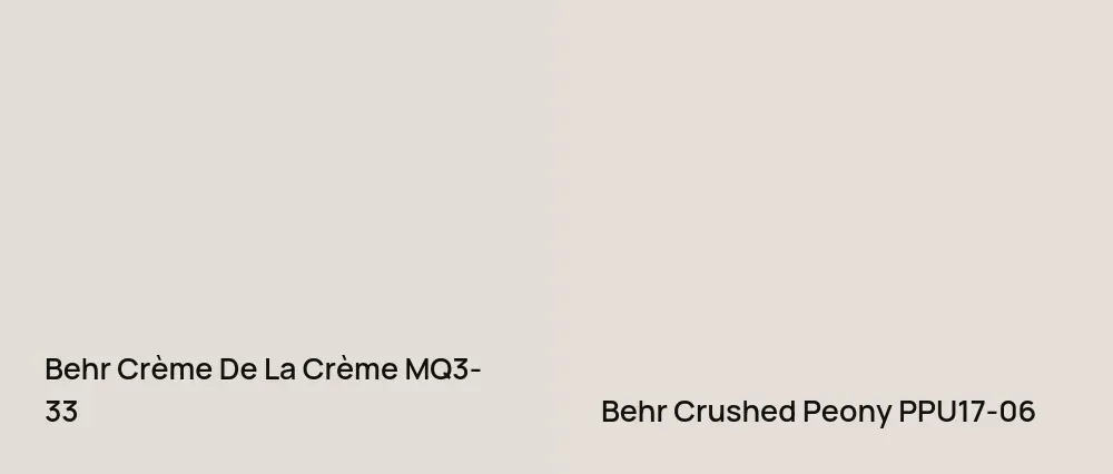 Behr Crème De La Crème MQ3-33 vs Behr Crushed Peony PPU17-06