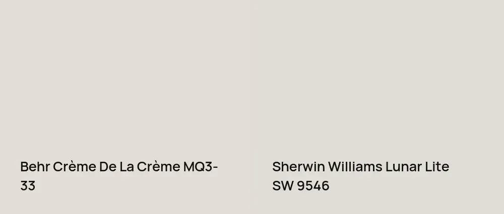Behr Crème De La Crème MQ3-33 vs Sherwin Williams Lunar Lite SW 9546
