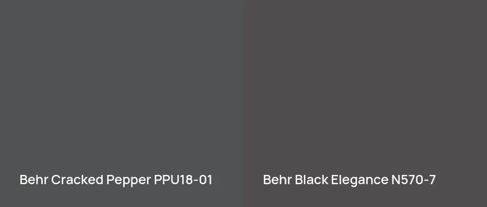 Behr Cracked Pepper PPU18-01 vs Behr Black Elegance N570-7