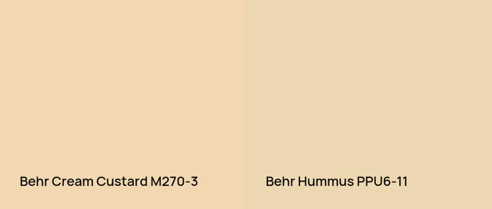 Behr Cream Custard M270-3 vs Behr Hummus PPU6-11