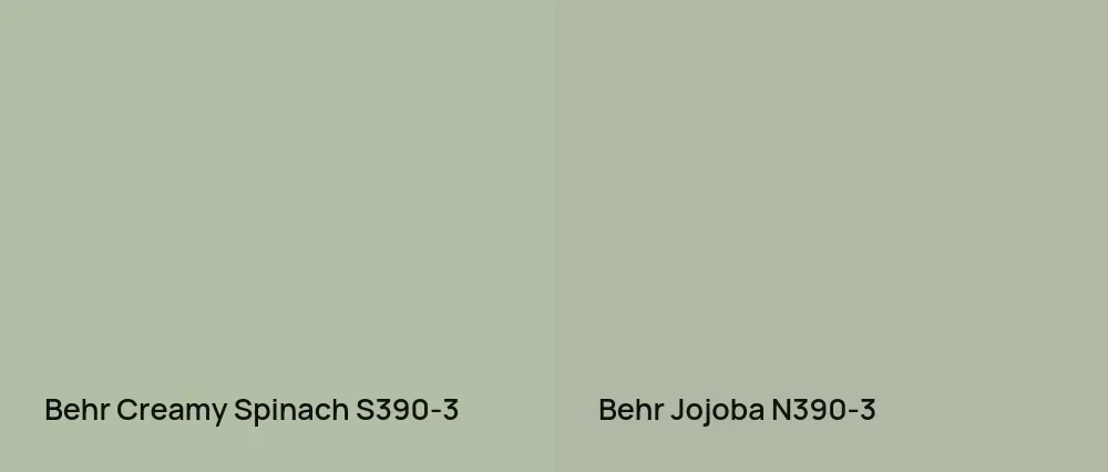 Behr Creamy Spinach S390-3 vs Behr Jojoba N390-3