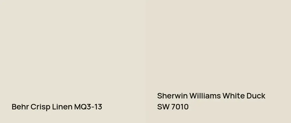 Behr Crisp Linen MQ3-13 vs Sherwin Williams White Duck SW 7010