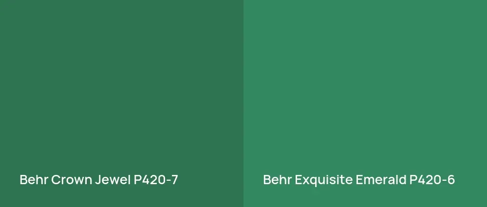 Behr Crown Jewel P420-7 vs Behr Exquisite Emerald P420-6