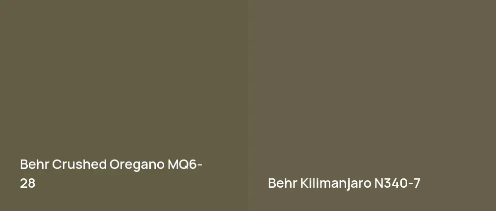 Behr Crushed Oregano MQ6-28 vs Behr Kilimanjaro N340-7