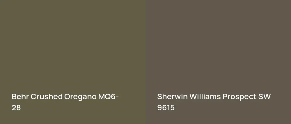 Behr Crushed Oregano MQ6-28 vs Sherwin Williams Prospect SW 9615