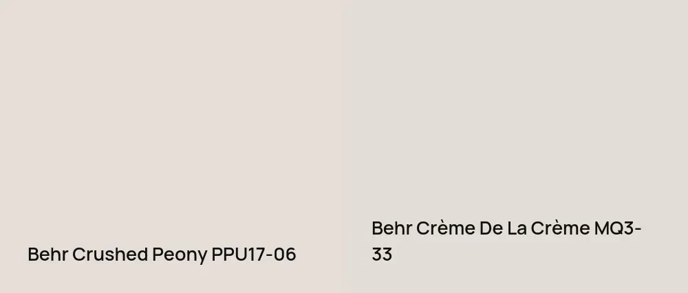 Behr Crushed Peony PPU17-06 vs Behr Crème De La Crème MQ3-33