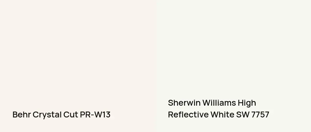 Behr Crystal Cut PR-W13 vs Sherwin Williams High Reflective White SW 7757