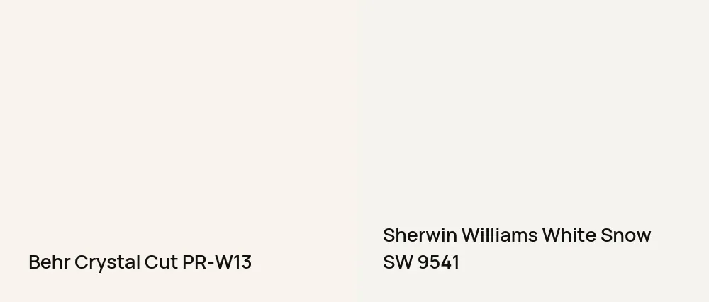 Behr Crystal Cut PR-W13 vs Sherwin Williams White Snow SW 9541