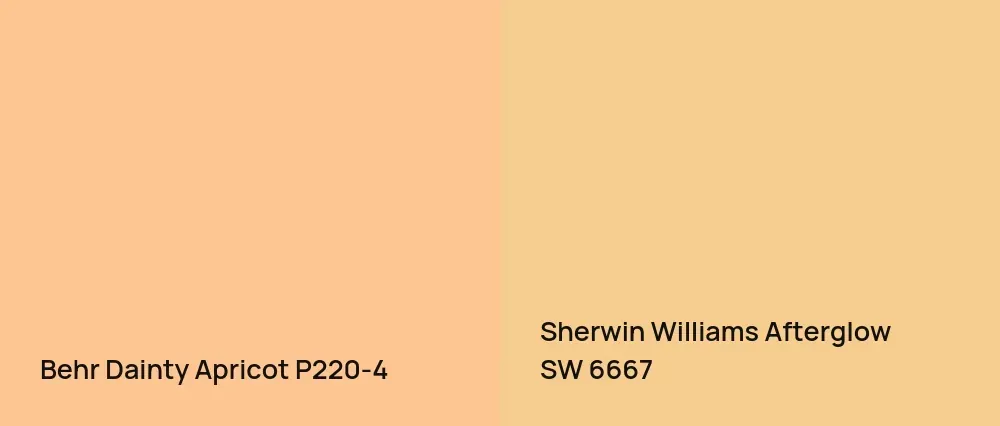 Behr Dainty Apricot P220-4 vs Sherwin Williams Afterglow SW 6667