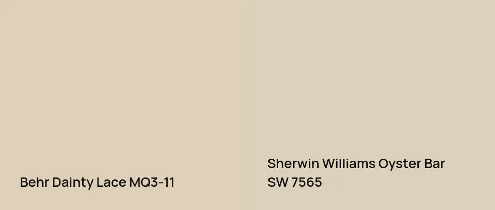 Behr Dainty Lace MQ3-11 vs Sherwin Williams Oyster Bar SW 7565