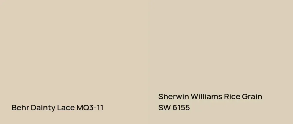 Behr Dainty Lace MQ3-11 vs Sherwin Williams Rice Grain SW 6155