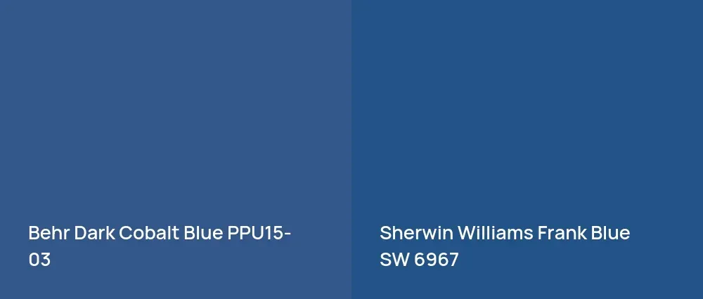 Behr Dark Cobalt Blue PPU15-03 vs Sherwin Williams Frank Blue SW 6967