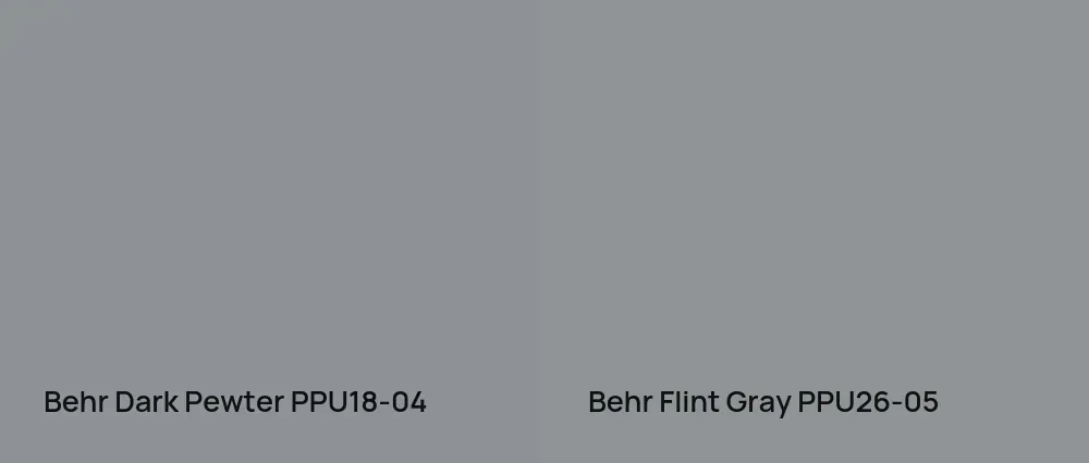 Behr Dark Pewter PPU18-04 vs Behr Flint Gray PPU26-05