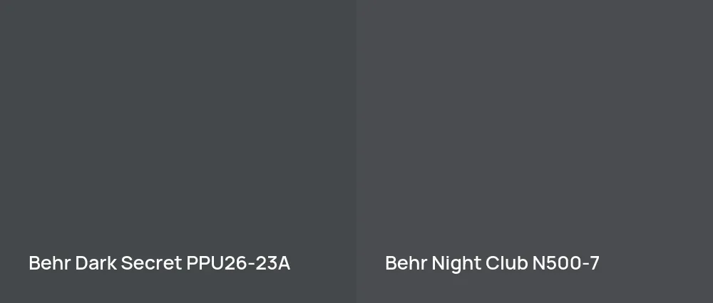 Behr Dark Secret PPU26-23A vs Behr Night Club N500-7