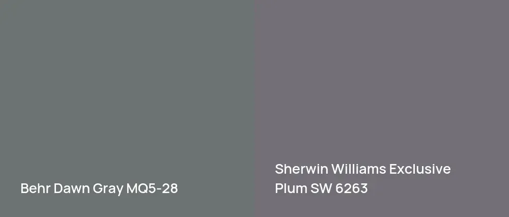 Behr Dawn Gray MQ5-28 vs Sherwin Williams Exclusive Plum SW 6263