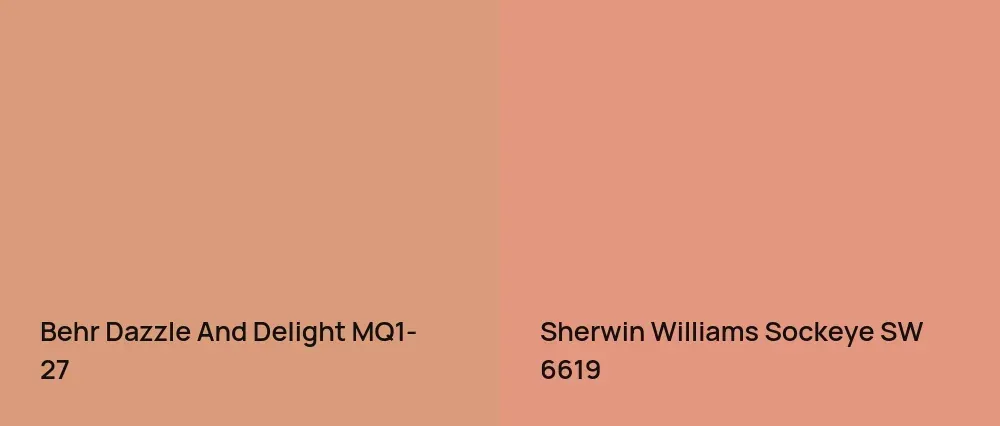 Behr Dazzle And Delight MQ1-27 vs Sherwin Williams Sockeye SW 6619