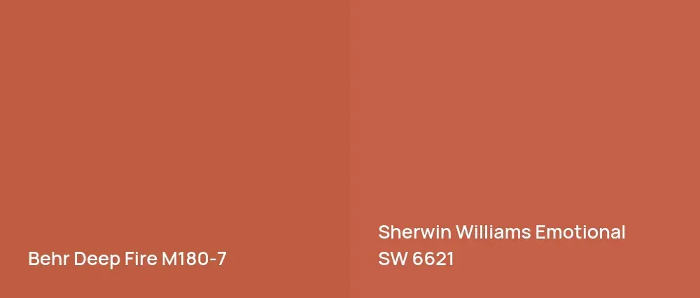 Behr Deep Fire M180-7 vs Sherwin Williams Emotional SW 6621