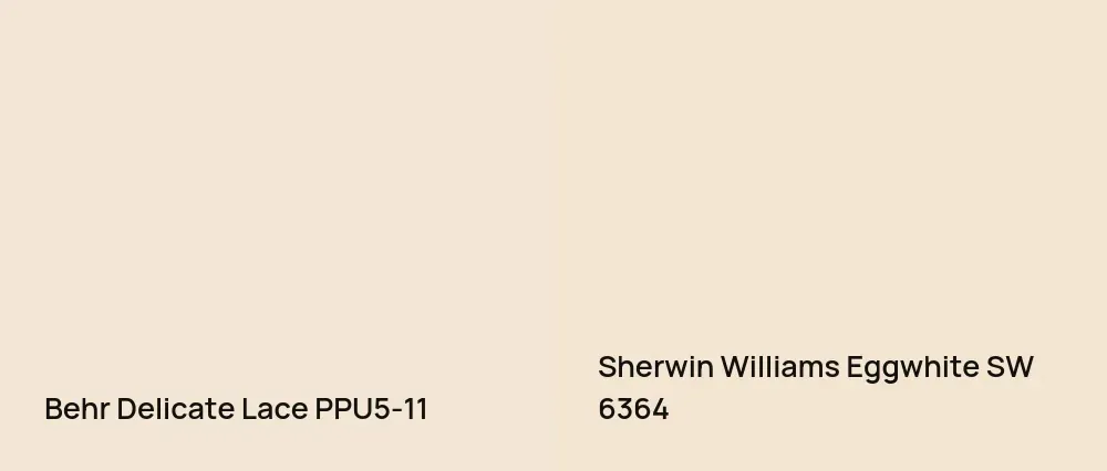 Behr Delicate Lace PPU5-11 vs Sherwin Williams Eggwhite SW 6364