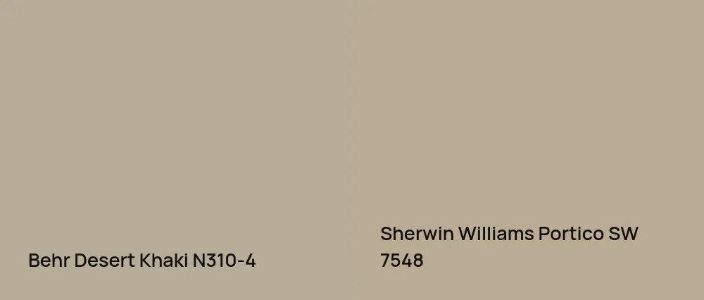 Behr Desert Khaki N310-4 vs Sherwin Williams Portico SW 7548