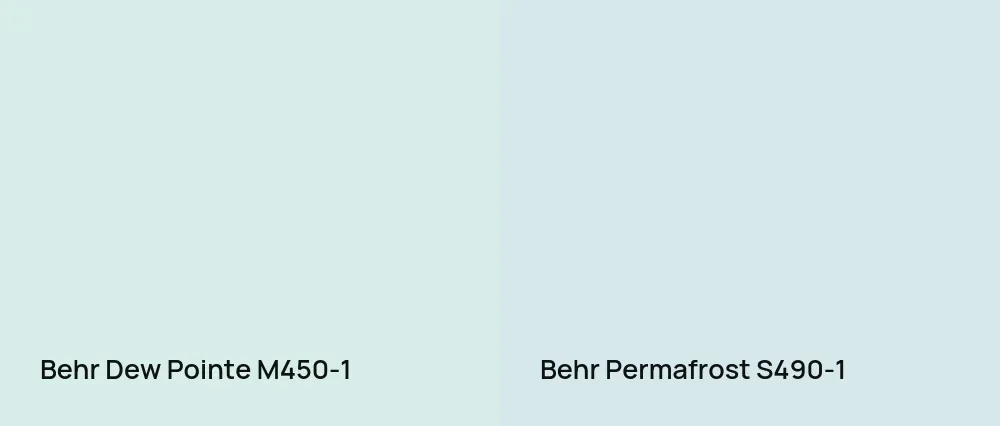Behr Dew Pointe M450-1 vs Behr Permafrost S490-1