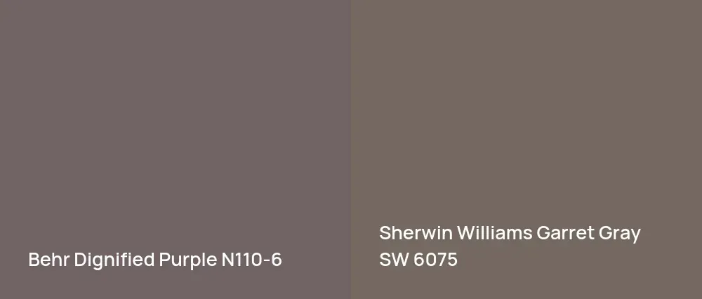 Behr Dignified Purple N110-6 vs Sherwin Williams Garret Gray SW 6075