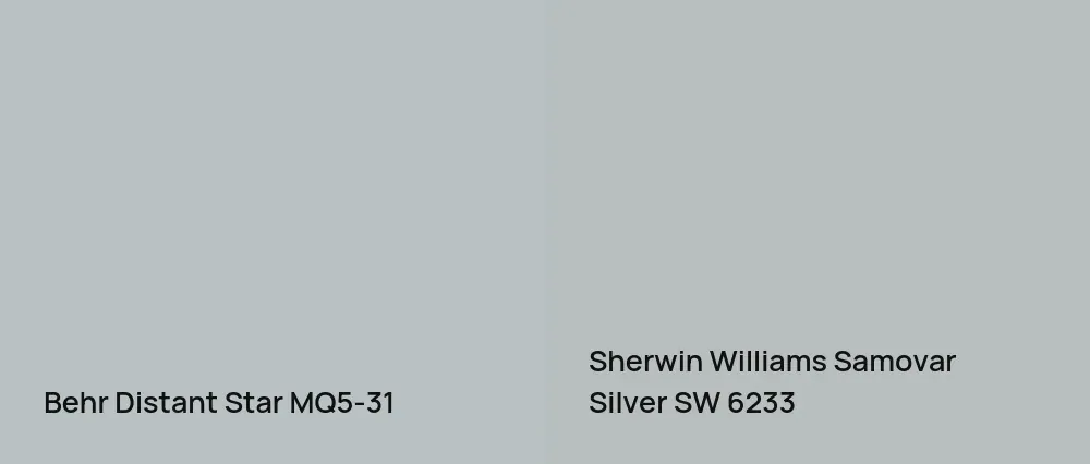 Behr Distant Star MQ5-31 vs Sherwin Williams Samovar Silver SW 6233