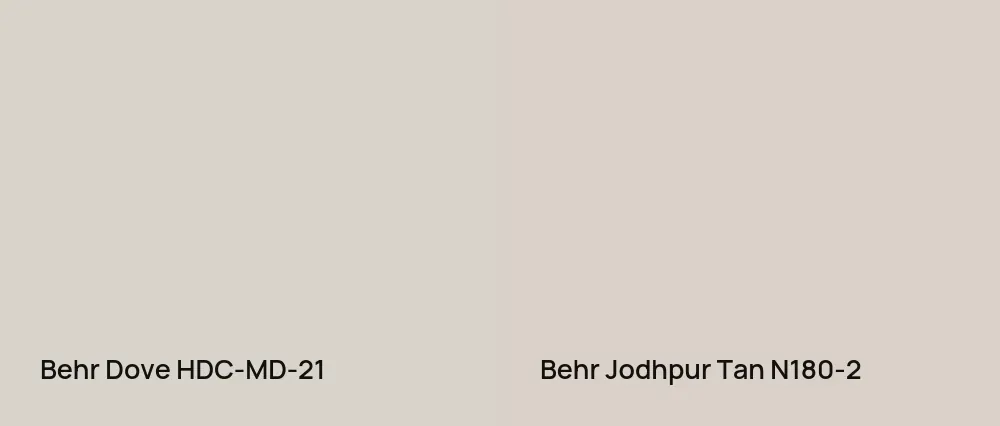 Behr Dove HDC-MD-21 vs Behr Jodhpur Tan N180-2