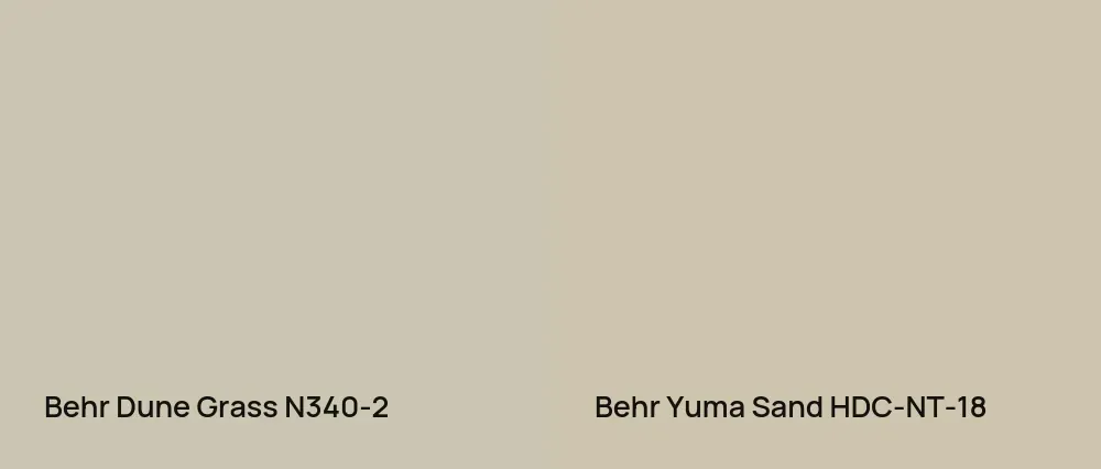 Behr Dune Grass N340-2 vs Behr Yuma Sand HDC-NT-18